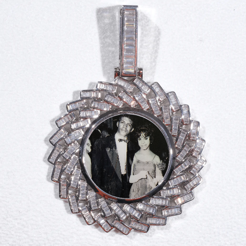 Large 3D Baguette Custom Picture Pendant