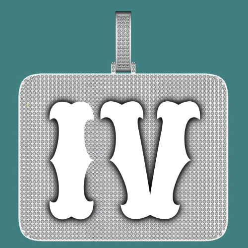 CUSTOM LETTER NECKLACE 3D BIG SQUARE
