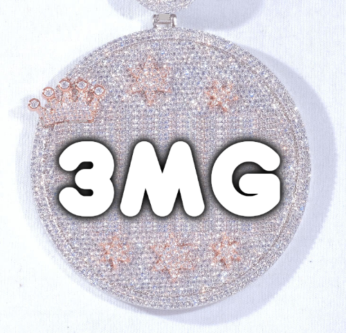 CUSTOM LETTER NECKLACE 3D BIG CROWN DISC