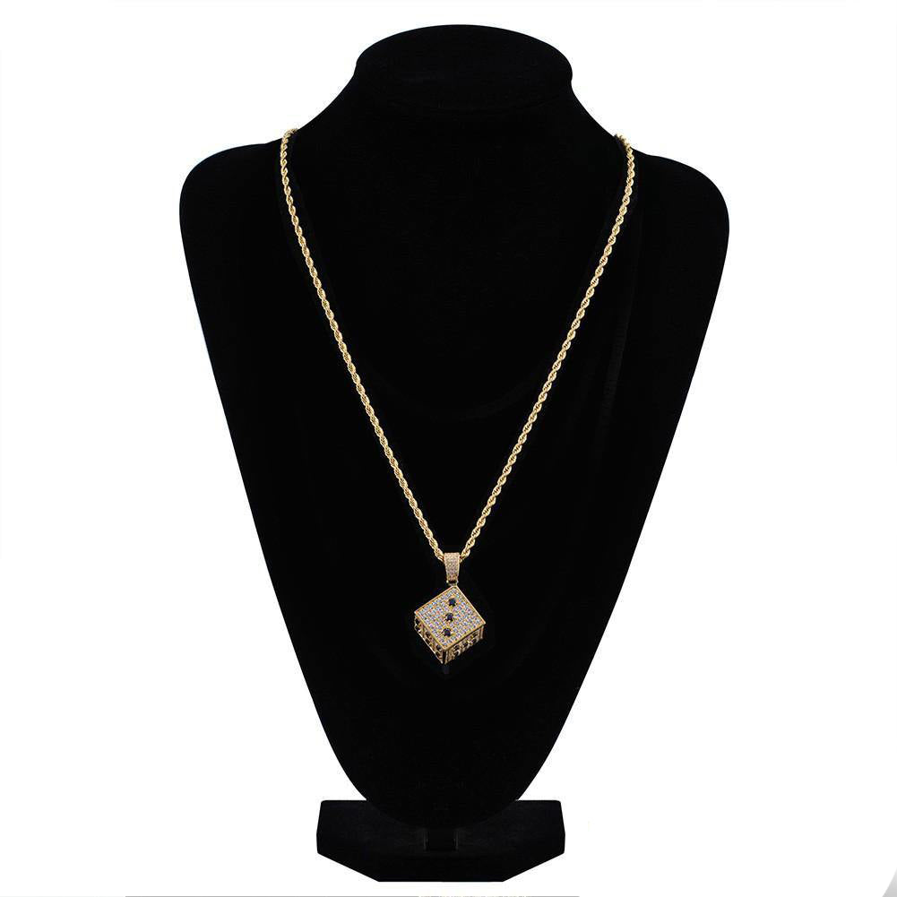 Two-tone CZ Black And White  Dice Pendant Jewelry