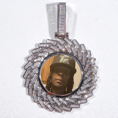 Large 3D Baguette Custom Picture Pendant