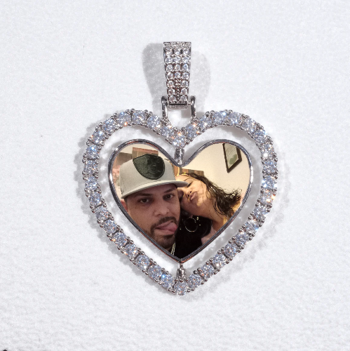 3D Spinning 2-Faced Heart Custom Picture Pendant