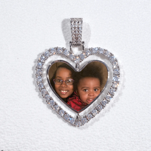 3D Spinning 2-Faced Heart Custom Picture Pendant