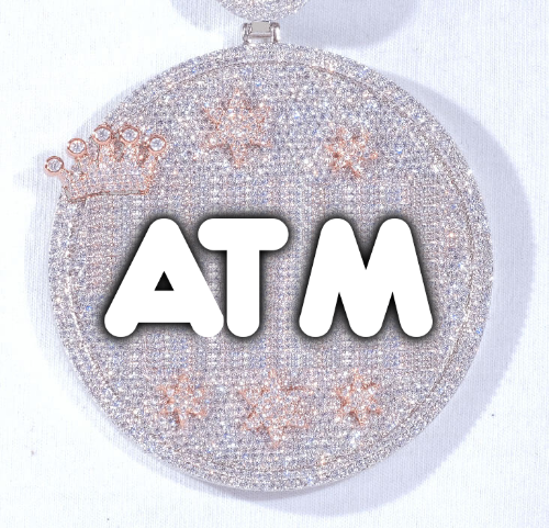 CUSTOM LETTER NECKLACE 3D BIG CROWN DISC