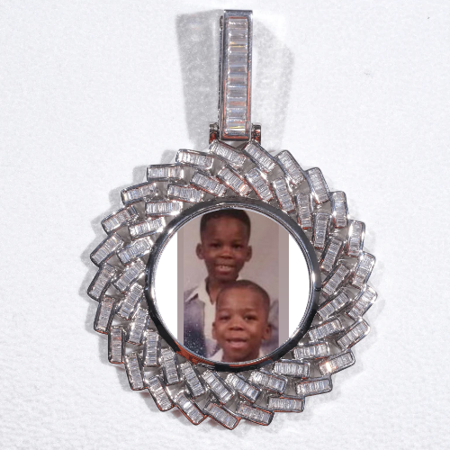 Large 3D Baguette Custom Picture Pendant