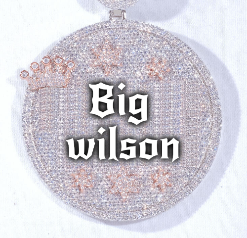 CUSTOM LETTER NECKLACE 3D BIG CROWN DISC