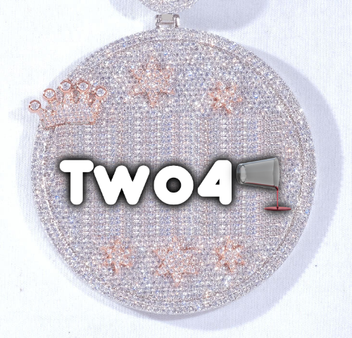 CUSTOM LETTER NECKLACE 3D BIG CROWN DISC