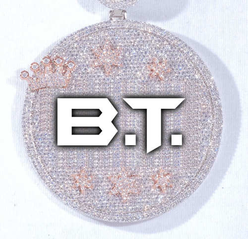 CUSTOM LETTER NECKLACE 3D BIG CROWN DISC