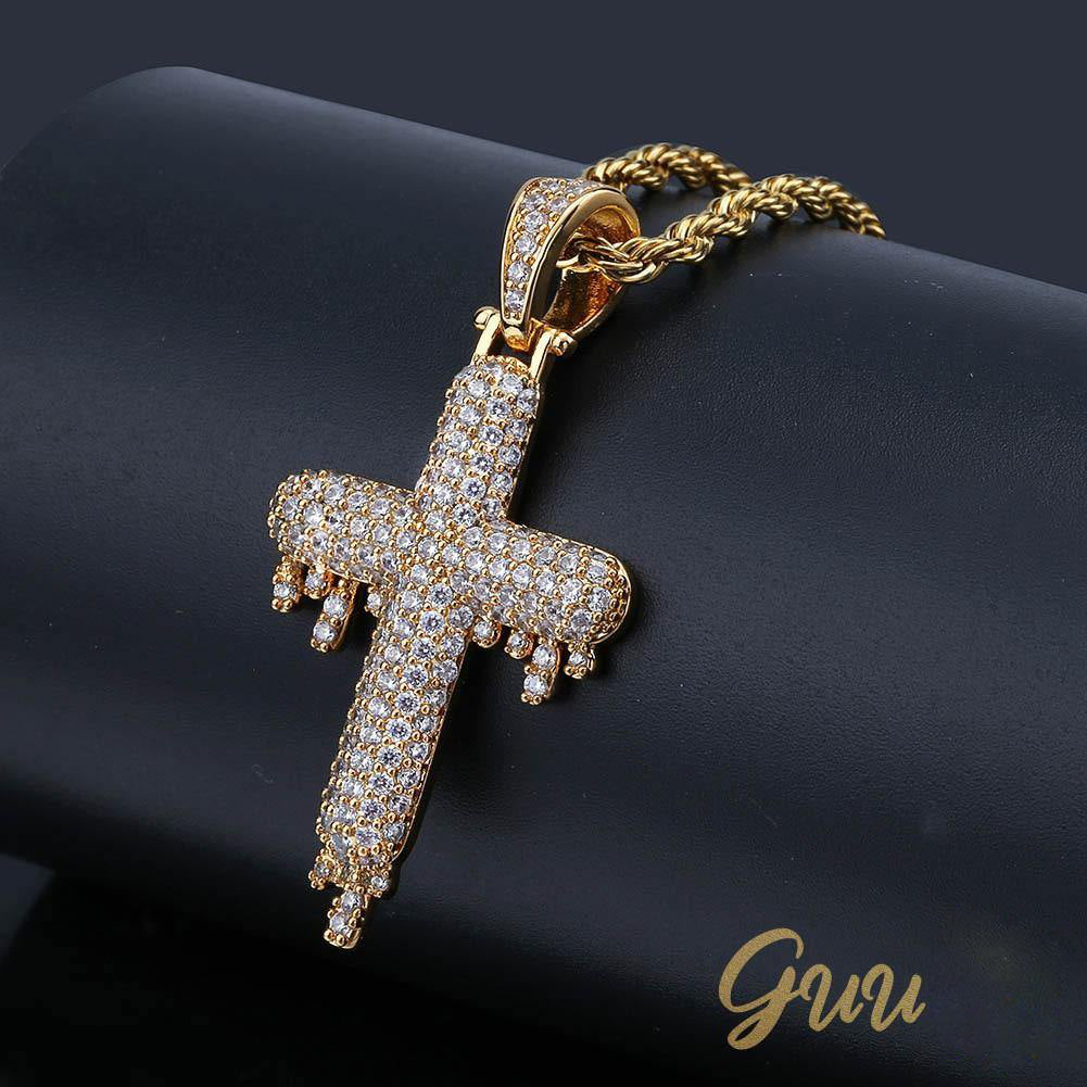 18K Gold-Plated Micro-inlay CZ Cross Necklace - The GUU Shop