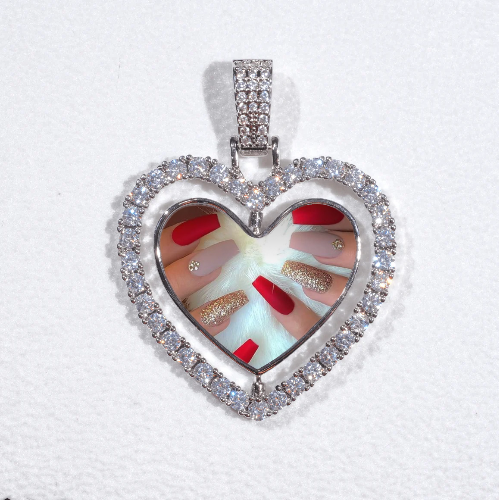 3D Spinning 2-Faced Heart Custom Picture Pendant