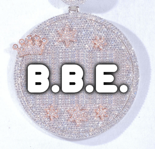 CUSTOM LETTER NECKLACE 3D BIG CROWN DISC