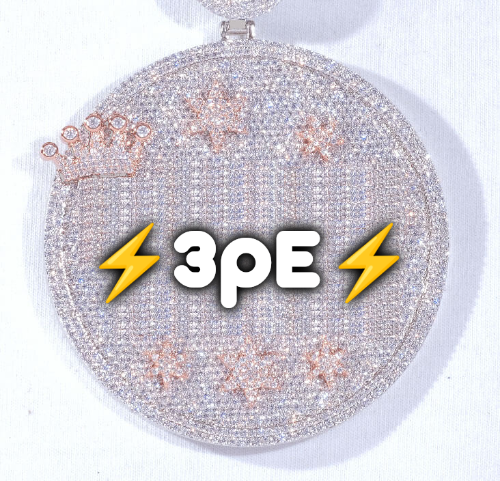 CUSTOM LETTER NECKLACE 3D BIG CROWN DISC