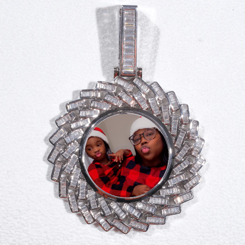 Large 3D Baguette Custom Picture Pendant