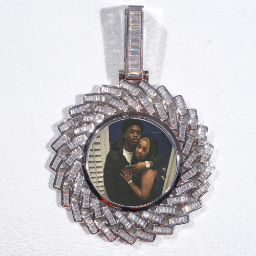 Large 3D Baguette Custom Picture Pendant