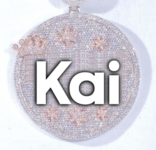 CUSTOM LETTER NECKLACE 3D BIG CROWN DISC