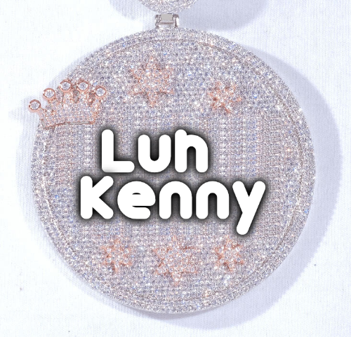 CUSTOM LETTER NECKLACE 3D BIG CROWN DISC