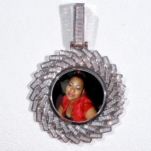 Large 3D Baguette Custom Picture Pendant