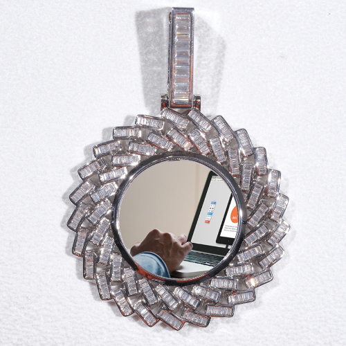 Large 3D Baguette Custom Picture Pendant