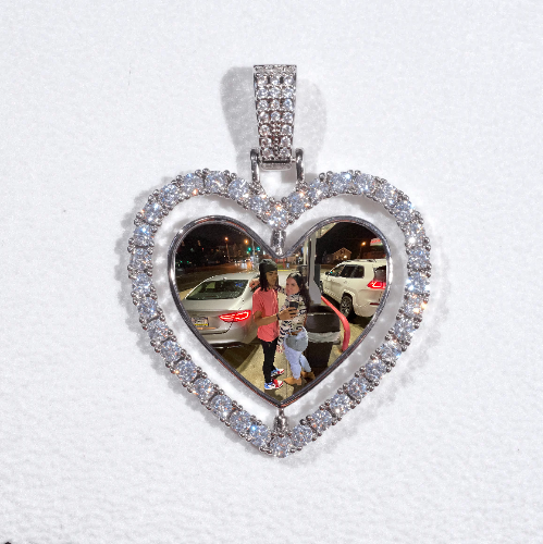 3D Spinning 2-Faced Heart Custom Picture Pendant