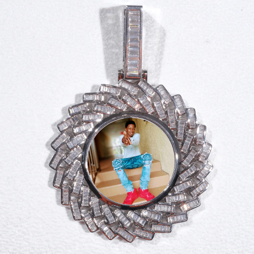 Large 3D Baguette Custom Picture Pendant