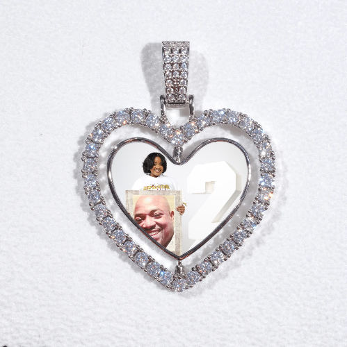 3D Spinning 2-Faced Heart Custom Picture Pendant