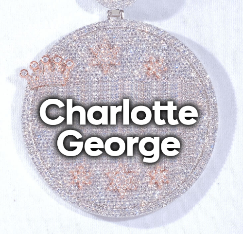CUSTOM LETTER NECKLACE 3D BIG CROWN DISC