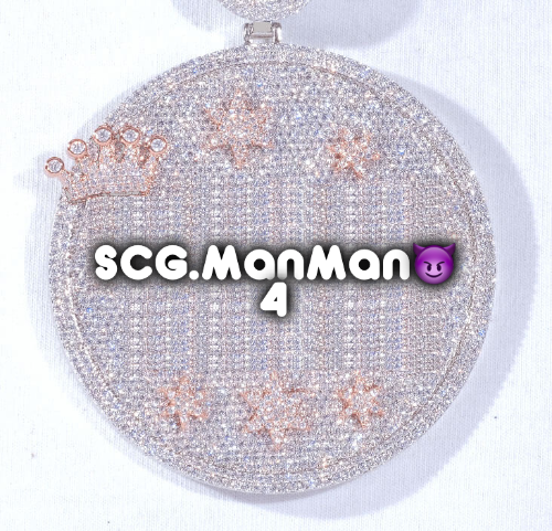 CUSTOM LETTER NECKLACE 3D BIG CROWN DISC