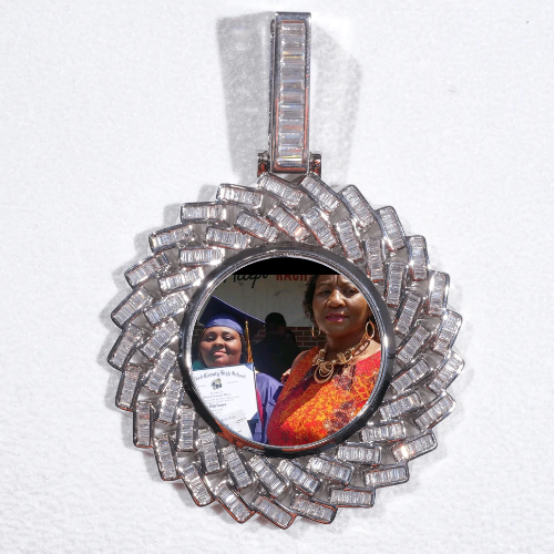 Large 3D Baguette Custom Picture Pendant