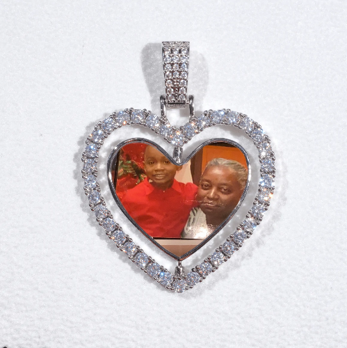3D Spinning 2-Faced Heart Custom Picture Pendant