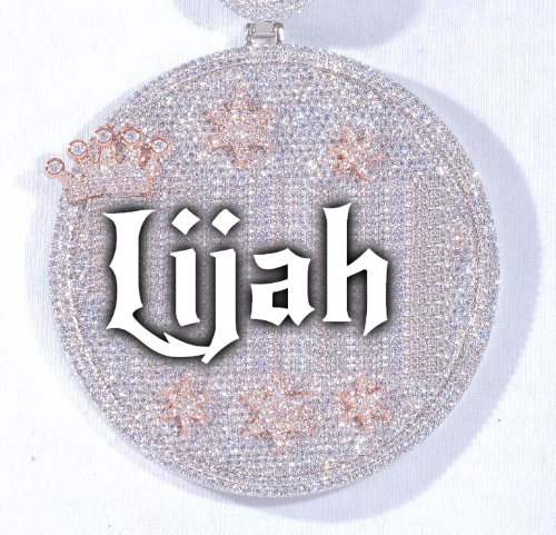 CUSTOM LETTER NECKLACE 3D BIG CROWN DISC