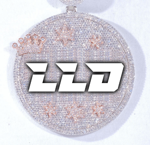 CUSTOM LETTER NECKLACE 3D BIG CROWN DISC