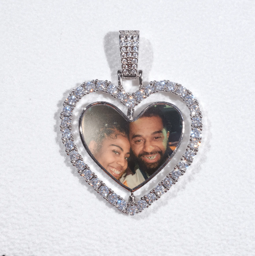 3D Spinning 2-Faced Heart Custom Picture Pendant