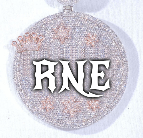 CUSTOM LETTER NECKLACE 3D BIG CROWN DISC