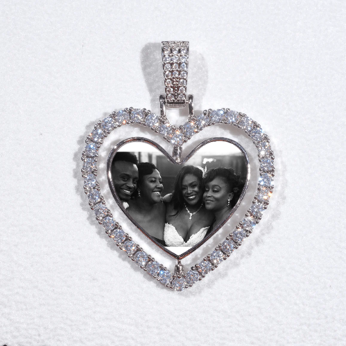 3D Spinning 2-Faced Heart Custom Picture Pendant