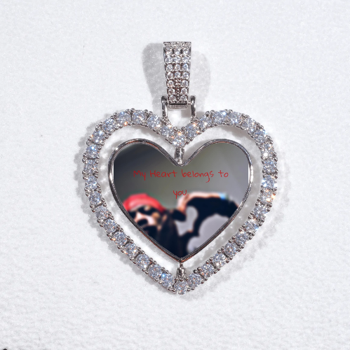 3D Spinning 2-Faced Heart Custom Picture Pendant