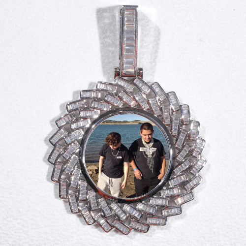 Large 3D Baguette Custom Picture Pendant
