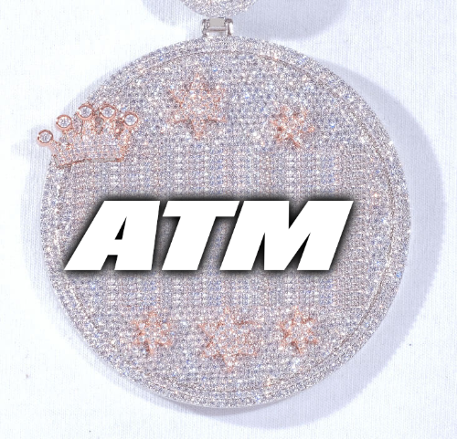 CUSTOM LETTER NECKLACE 3D BIG CROWN DISC