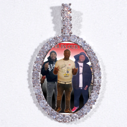 Large 3D Oval Custom Picture Pendant