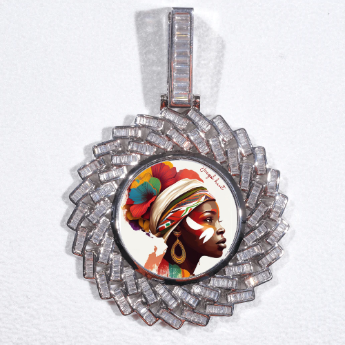 Large 3D Baguette Custom Picture Pendant