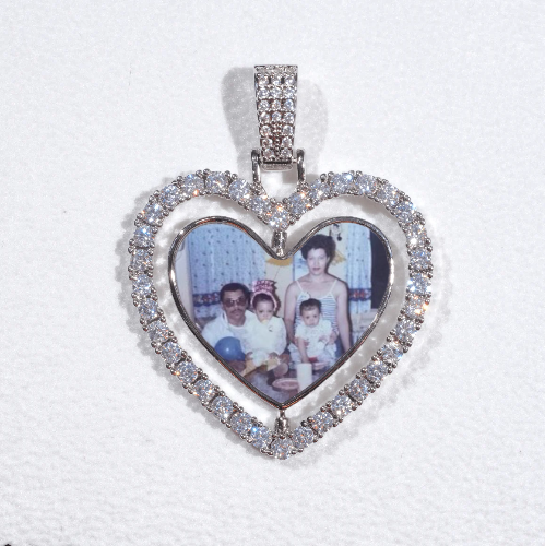 3D Spinning 2-Faced Heart Custom Picture Pendant