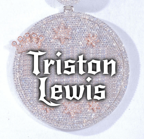 CUSTOM LETTER NECKLACE 3D BIG CROWN DISC