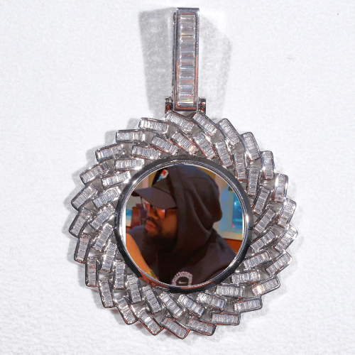 Large 3D Baguette Custom Picture Pendant