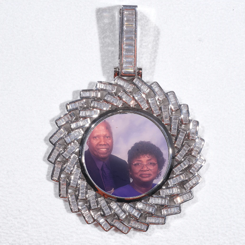 Large 3D Baguette Custom Picture Pendant