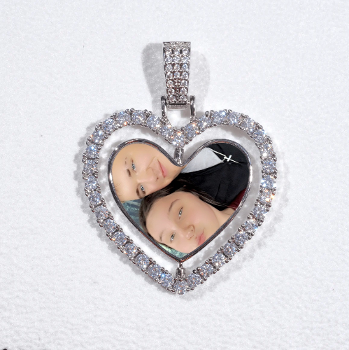 3D Spinning 2-Faced Heart Custom Picture Pendant