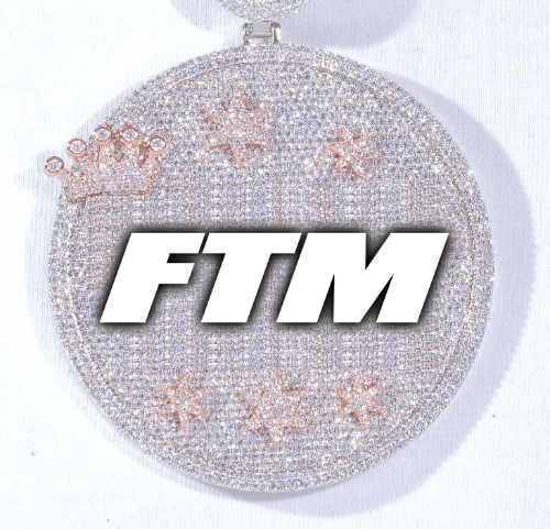 CUSTOM LETTER NECKLACE 3D BIG CROWN DISC