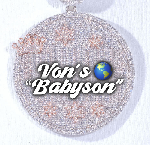 CUSTOM LETTER NECKLACE 3D BIG CROWN DISC