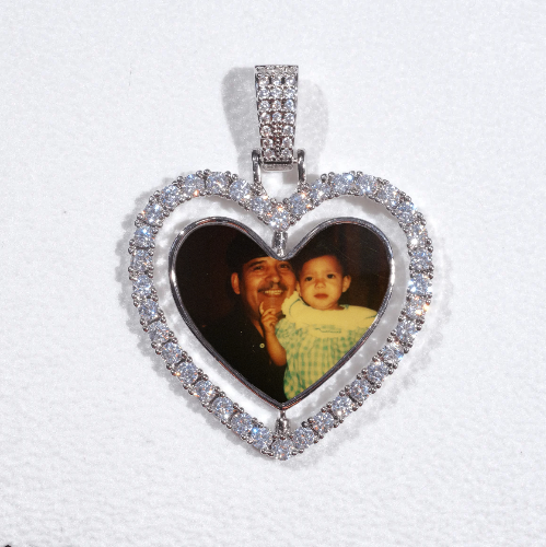 3D Spinning 2-Faced Heart Custom Picture Pendant