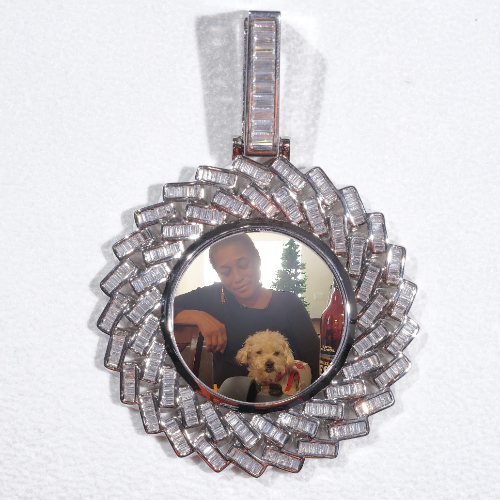 Large 3D Baguette Custom Picture Pendant