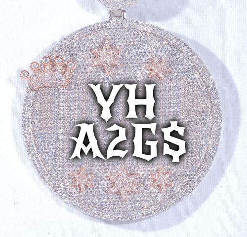 CUSTOM LETTER NECKLACE 3D BIG CROWN DISC