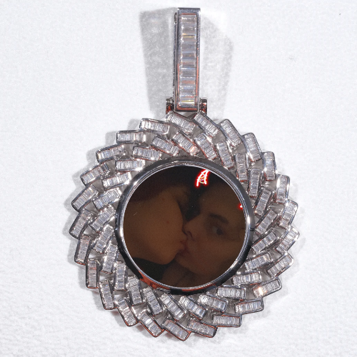 Large 3D Baguette Custom Picture Pendant
